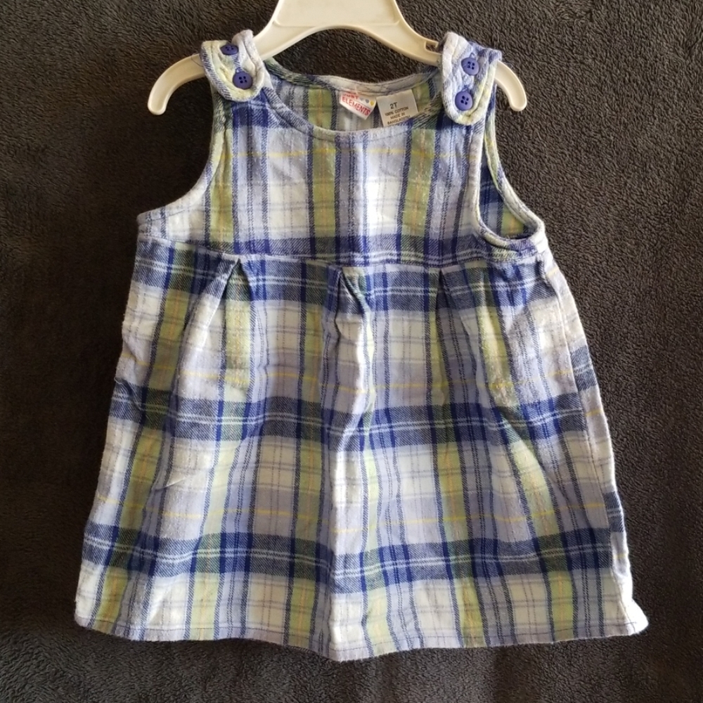 Size 2T Blue, White & Yellow Plaid Skirt Jumper